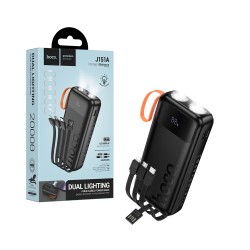 Power Bank Hoco J151A Spirit com 4-em-1 2USB+Cabo Type-C+Lightning 20000mAh Preto